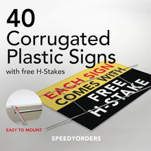 40QTY Custom Yard Signs With Stakes, Double Sided, Personalized Printed, Full Color Lawn Signs, Design Your Own Outdoor, Size 18x24