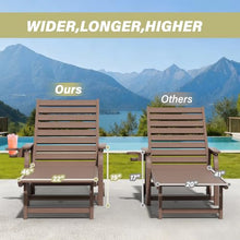Tioline Patio Lounge Chairs Set of 4,Oversized Chaise Lounge Chair Brown