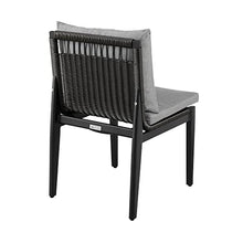 Armen Living Cayman Outdoor Patio Dining Chairs in Aluminum with Grey Cushions - Set of 2