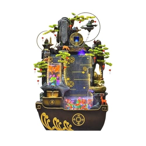 Outdoor Water Fountain Floor Standing Fountain for Living Room with Fish Pond, Office Lobby Decor with Rockery Waterfall, for a Serene Home Environment(Medium)