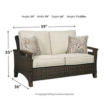 Pemberly Row Set of 2 Patio Round Fire Pit Table and Loveseat in Medium Brown
