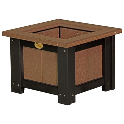 Furniture Barn USA Poly Lumber 15" Square Planter, Antique Mahogany & Black
