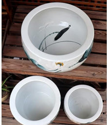Flower pots Vintage Blue Planter Plant Pot Flower Pot Blue and White Planter for Indoor Water Plants Hand Painted Classical Flower Pot Chinese Culture-B||24 * 16cm (Color : B, Size : 24 * 16cm) (B 3