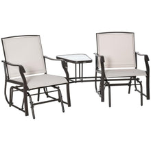 Hassyee Outdoor Glider Chairs with Coffee Table and Metal Frame for Poolside, Lawn, Patio Furniture Set with Breathable Mesh Seats and Foot Pads for Garden, Backyard, Balcony