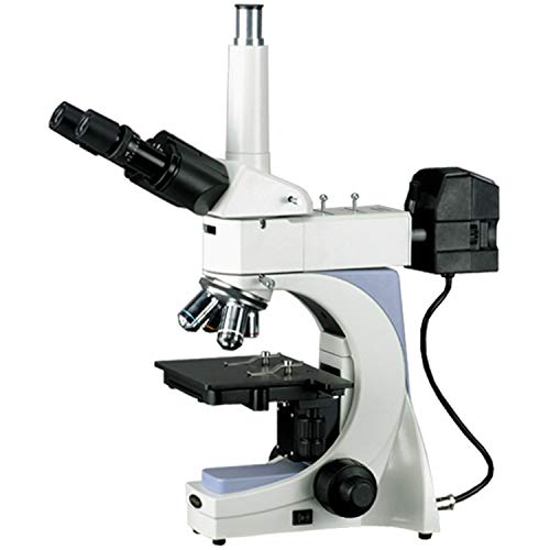 AmScope ME400TA Metallurgical Trinocular Microscope 40X-640X Blue