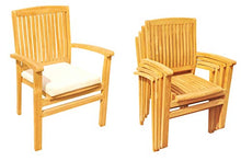 WholesaleTeak 12 Seats 13 Pcs Grade-A Teak Wood Dining Set: 122" Atnas Double Extension Rectangle Table and 12 Wave Stacking Arm Chairs #WHDSWV
