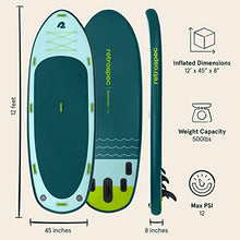 Retrospec Weekender-Crew 16 Extra Wide Inflatable Stand Up Multi Person Paddleboard ArmorStrength PVC iSUP Bundle Aruba Riptide
