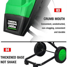 TREEYX Multifunctional Leaf Branch Shredder, 2400W Electric Garden Shredder, with 50L Collection Bag, No-Load Speed 4500rpm, Cutting Diameter 39mm