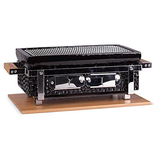 JTYMZYY Japanese Style Charcoal Grill Table, Portable Ceramic BBQ Grill with Wire Mesh Grill and Base,Tabletop Household Barbecue Tools for Outdoor Charcoal Barbecues Camping (Size : Square)