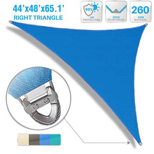 Patio Paradise 44' x 48' x 65.1' Triangle Super Ring Sun Shade Sail Blue, Large Shade Canopy Outdoor Heavy Duty Strengthen UV Block Fabric A-Ring Metal Spring Reinforcement - Customized