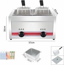 10/20/30L Large Capacity Gas Fryer, Stainless Steel LPG Fryer For Home And Commercial, Adjustable Firepower, With Baskets And Lids, For Chips Donuts Fish, Easy Clea
