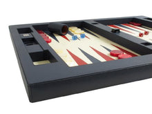 Zaza & Sacci 26-Inch Table Top Leather Backgammon Set Blue