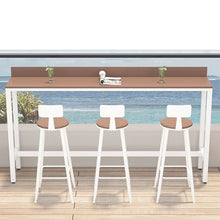 Yclty Outdoor Bar Table, Patio Pub Height Table with Anti-Fall Baffle, All-Weather Bar Height Counter Table, Narrow Dining Table for Hot Tub, Garden & Backyard(Color:White+Wood,Size:L-47.2in)