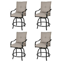 PATIO TREE Outdoor Counter Height Bar Stools Set of 4 with Polyester Cushions Black