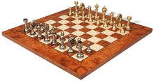 The Chess Store Classic Persian Staunton Solid Brass Chess Set with Elm Burl Board