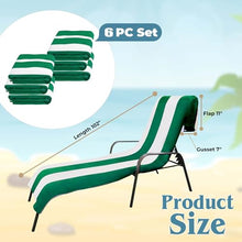 Superior Cabana Cotton Lounge Chair Cover, Outdoor Towel/Chaise Furniture Covers, Terry Cloth, Beach, Spa, Swim Accessories, Pool Chair Cover, Soft, Quick Drying, 32" x 102", Set of 6, Dark Green