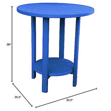 Phat Tommy Round Bar Height Patio Table - Outdoor Bar Table - Balcony Height Patio Furniture for Your Deck - Poly Outdoor Furniture, Blue
