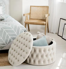 CYYTLFSD Round Storage Ottoman Grey