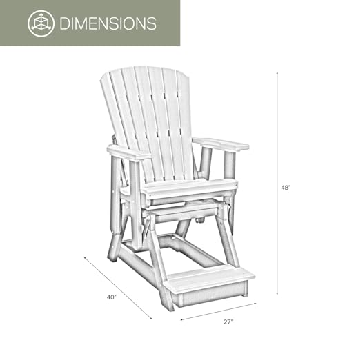 American Furniture Classics Adirondack Series 27 in. 1-Person Black HIGH Density POLYETHYLENE Plastic Outdoor Balcony Height Glider 516CGBK-1