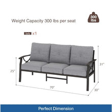callmego Sturdy All-Weather Outdoor Loveseat with Comfortable Cushioned Seating and Durable Metal Frame for Patio or Deck Use (Gray+ Khaki + Polyester-1)