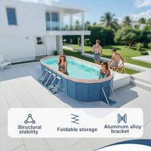 Foldable PVC Swimming Pool, Portable Above Ground Family Pool, 143", Blue