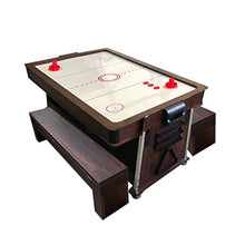 SIMBASHOPPING USA Pool Table 7FT Multigame Air Hockey + Table Tennis - Stark with Benches Green Brown