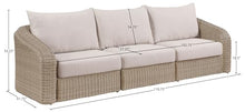 Meridian Furniture 55001Beige-S4 Seacrest Collection Modern | Contemporary Patio Modular Sofa with Wicker, Olefin Water Resistant Fabric, Aluminum Frame, 155.25" W x 38.75" D x 33.5" H, Beige