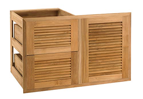 Pacific Teak Louver 35-Inch Teak Wood Access Door and Double Drawer Combo - CO21-35L