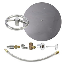 Spotix HPC Match Lit Fire Pit Burner Kit (FPS6KIT-PAN-LP-MSCB), Round, 6-Inch Burner, 12-Inch Flat Pan, Propane, Polished Chrome, with Flange, Key, Valve, Flex Line and Fittings