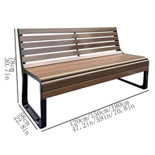 GRFIT Outdoor Bench Garden Bench for Outdoors, Wooden Chair with Cast Aluminium Frame, Chair with Back for Balcony, Patio and Park Garden Bench (Small)