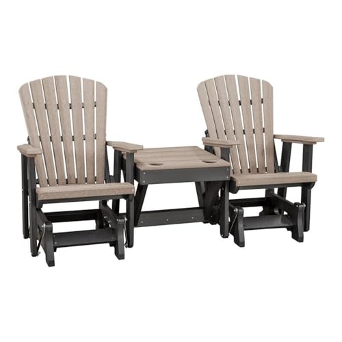 American Furniture Classics 515WWBK-K Double Glider w/Table, Weatherwood and Black