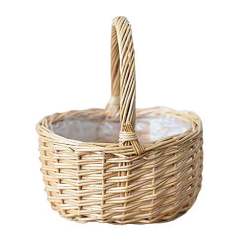 YOtat Basket Flower Storage Wicker Woven Baskets Rattan Wedding Picnic Fruit Girl Seagrass Candy Willow Pot Handwoven (D 20X17X10Cm) (D 20X17X10Cm)