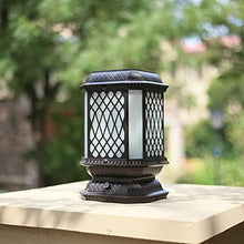 PeiyuLight Outdoor Solar Aluminum Glass Pole Light - Retro Modern Design for Deck & Pier Mount - Weather Resistant & Decorative Lighting (Brown)