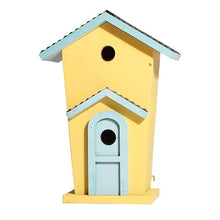 Feiyx Nest Bird Toy with Bells,Double-Layer Villa Bird's Nest House Feeder,Gardening Landscaping Cabin Birdhouse Outdoor Decoration,Steel Multi-Feeder Kit Stand for Attracting Wild Birds (Color : A)