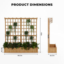 Farmhouse Style Dual-Level Planter Box with Trellis - Outdoor Raised Garden Bed with Decorative Hanging Roof, 1.4ft Deep Planting Space with Drainage System for Climbing Plants, Veggies and Blooms