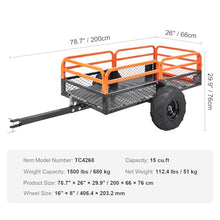 VEVOR ATV UTV Trailer Tow Behind Dump Cart