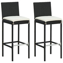 KUPTYERFG Garden Bar Table Black PE Rattan Outdoor Bistro High Top Table with Powder-Coated Steel Frame for Patio Backyard Balcony Square Dining Table 23.8 x 23.8 x 43.5 Inches