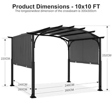 ABCCANOPY Arched Pergola 10'x10' with Retractable Sun Shade, Dary Gray