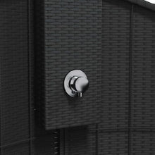 Outdoor Shower Freestanding Garden Shower with PE Rattan and Acacia Wood Base 39.4x39.4x95.1 Inch Black
