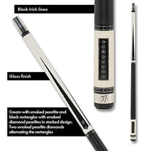 KATANA KAT01 Pool Cue Cream Stained with Smoke Pearlite and Black_Rectangles Smoked Stacked Diamonds 20oz Cream and Smoked Black