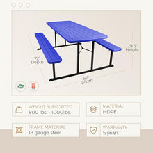 OEF Furnishings Heavy Duty Blow Molded Folding Picnic Table - Blue, Black Fram