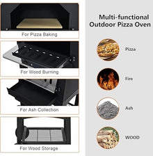 Wood Fired Pizza Oven for Outside, Freestanding Steel Oven with 2 Wheels - Ideal for Barbecue Camping Backyard Party - Fired Outdoor Pizza Oven