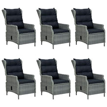 Heofavd 7 Piece Outdoor Dining Set LightGrey PE Rattan Patio Furniture Set with Tempered Glass Table and Adjustable Backrest Chairs for Garden Balcony and Patio up to 6 People