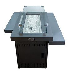 Hiland GSF-RFP 50,000 BTU Two Tier High Output Propane Fire Pit w/Table, Large, Black