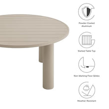 Modway Nautica 60 Inch Round Metal Outdoor Patio Dining Table in Taupe – Weather-Resistant Outdoor Dining Table for Patio, Balcony, and Garden – Modern Outdoor Dining Table for 4 People