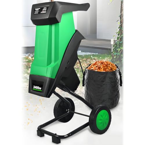 Wood Chipper, Garden Shredder with Dual Feeding Inlets,50L Collection Bag