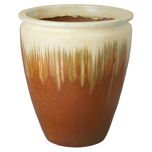 Emissary 27in Amber Stoneware Round Planter