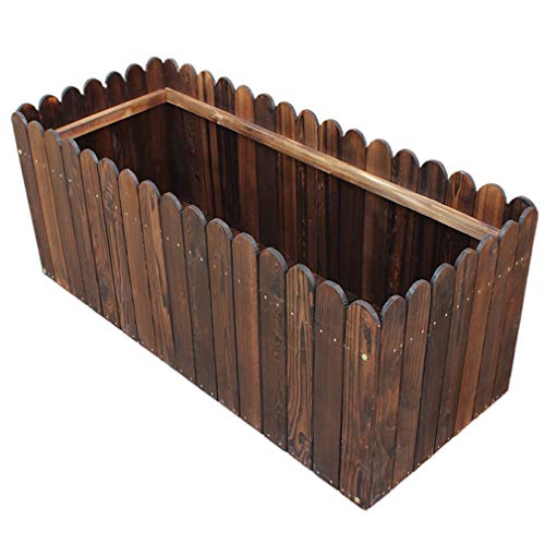 yangxiao01 Flower Stand Solid Wood Carbonization,Plant Box Anti-Corrosion,Plant Container Box Large Capacity Rectangle,Garden Courtyard Balcony Display Stand