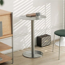 Stainless Steel Modern Sofa End Table for Living Room - Tall Bistro Pub Table for Patio or Balcony - Freestanding Breakfast Desk or Coffee Table,One Color-50x75cm