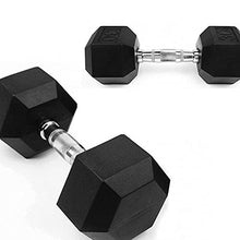 French Fitness Rubber Coated Hex Dumbbell Set 80-100 lbs Black